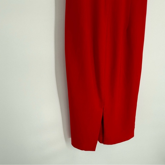 Dress The Population Martine One Shoulder Dress Size XS Red Ruched Midi Party - Picture 10 of 10